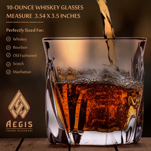Whiskey Glasses Set of 2 - Titanium Infused Glasses Made in Europe from Crystal Clear Glass and 100% Lead Free
